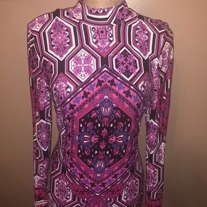 Long sleeve print midi dress